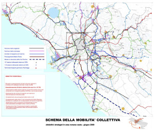 Area Romana vasta - Schema della mobilità collettiva